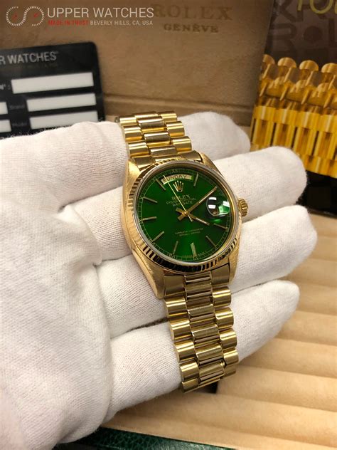 rolex with green glass|Rolex perpetual day date price.